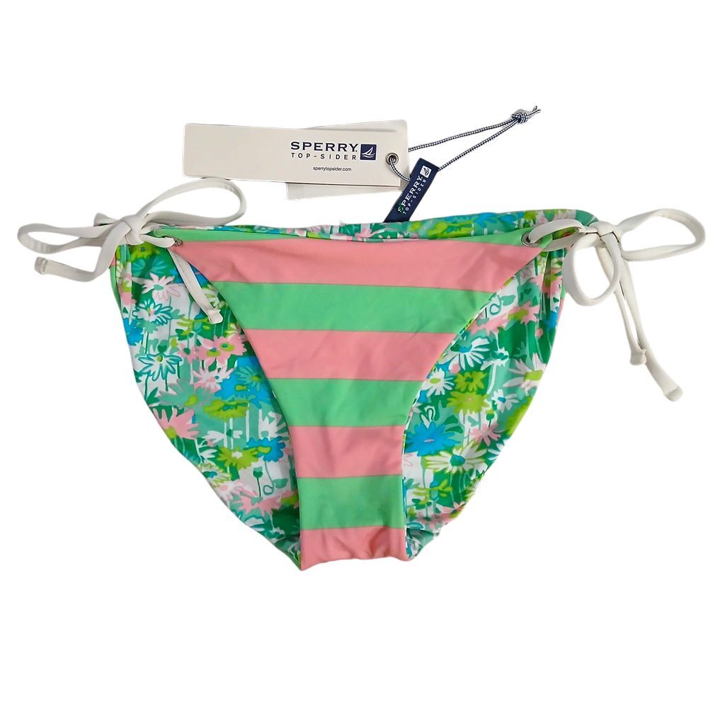 NEW Sperry Reversible Tie-Side Bikini Bottom Women's XS X-Small Stripes Floral